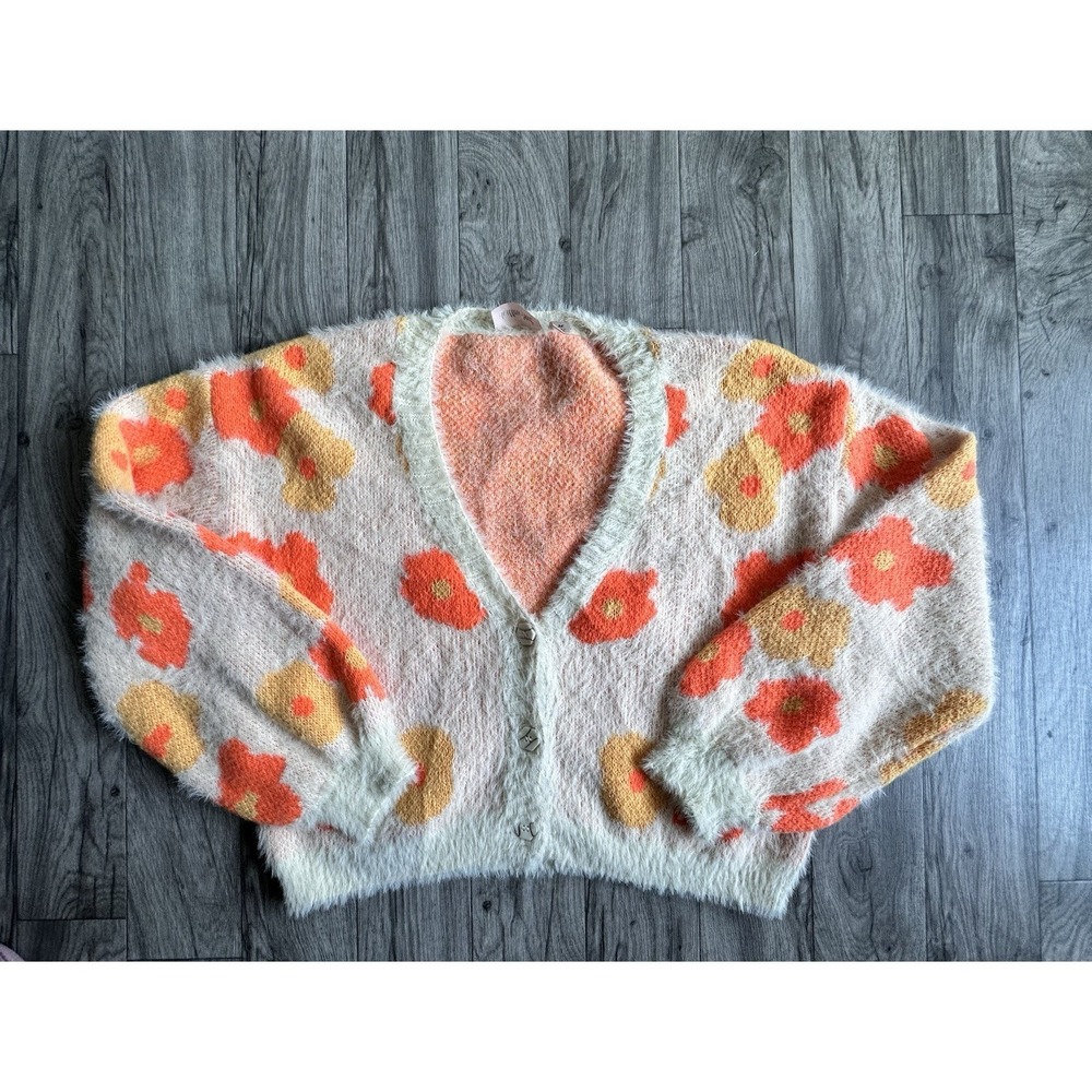 Willow + Root Floral Fuzzy Cardigan Sweater - Talla M - Boho Retro Style. - Picture 2 of 16